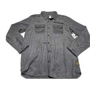 Analog Transmission Faded Herringbone Button Up Shirt Men's XL Gray
